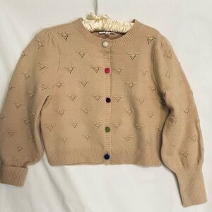 THML Beige Cropped Knit Cardigan